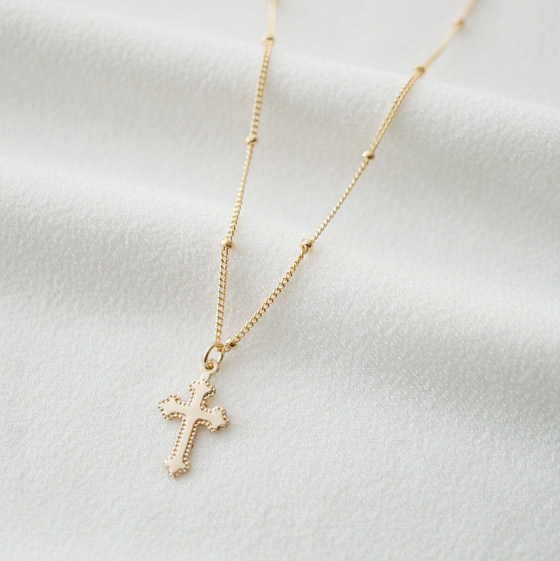 Real 14k gold cross pendant, religious necklace, crucifix jesus charm  pendant | eBay