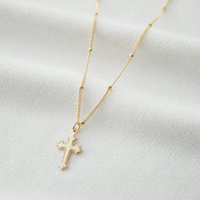 Load image into Gallery viewer, Tiny Gold Cross Necklace (Jada) // 14K Gold filled // Religious jewelry // Minimalist jewelry