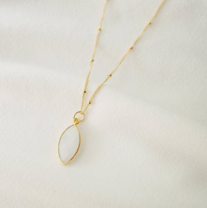 Moonstone Gold Marquise Necklace (Arabella) // Gift for her // Minimalist jewellery // June birthstone