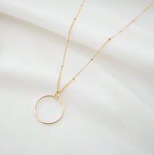 Load image into Gallery viewer, Gold Circle Hoop Pendant on 14K Gold fill Necklace (Davi) // Eternity Necklace // Gift for her // Minimalist jewelry