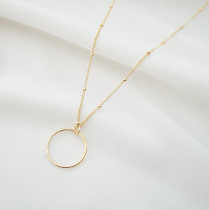 Gold Circle Hoop Pendant on 14K Gold fill Necklace (Davi) // Eternity Necklace // Gift for her // Minimalist jewelry
