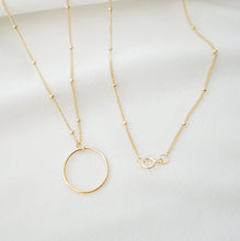 Load image into Gallery viewer, Gold Circle Hoop Pendant on 14K Gold fill Necklace (Davi) // Eternity Necklace // Gift for her // Minimalist jewelry