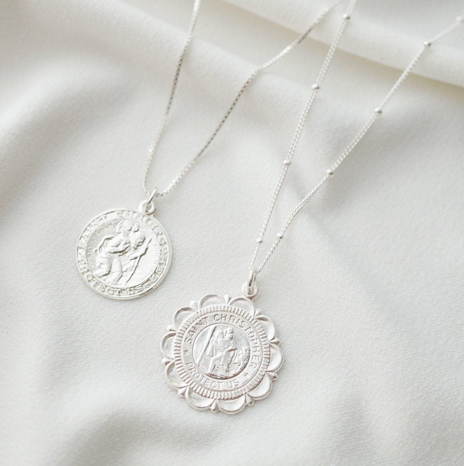 Traveler's Protection Silver Coin Medallion Necklace (St Christopher Regal) // Saint Christopher Medal // Travel Gift // Religious Catholic