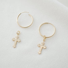 Load image into Gallery viewer, Gold Cross Hoop Earrings (Esmena) // Gold Infinity hoop // Gifts for her // Minimalist jewelry