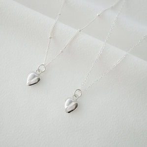 Tiny Sterling Silver Heart Necklace (Clementine) // Heart Charm // Gift for her // Minimalist jewelry