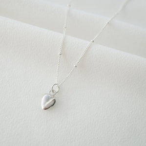 Tiny Sterling Silver Heart Necklace (Clementine) // Heart Charm // Gift for her // Minimalist jewelry