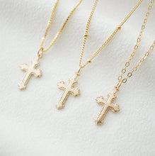 Load image into Gallery viewer, Tiny Gold Cross Necklace (Jada) // 14K Gold filled // Religious jewelry // Minimalist jewelry