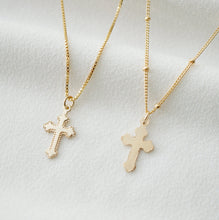 Load image into Gallery viewer, Tiny Gold Cross Necklace (Jada) // 14K Gold filled // Religious jewelry // Minimalist jewelry