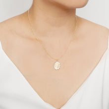 Load image into Gallery viewer, Cross Gold Coin Medallion Necklace (Monet) // 14K Gold filled // Gold Coin Jewelry // Religious Jewelry