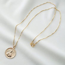 Load image into Gallery viewer, Sacred Heart of Jesus Sterling Silver Coin Medallion Necklace (Jesus Regal) // Sterling Silver // 14K Gold filled // Minimalist jewelry