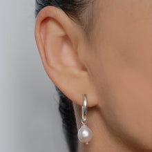 Load image into Gallery viewer, Baroque Pearl Sterling Silver Hoop Earrings (Claudette) // Bridal earrings // Handmade earrings // Wedding jewelry