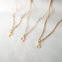 Load image into Gallery viewer, Tiny Gold Initial Charm Necklace (Maraval) // Initial necklace // Personalized necklace // Gold Filled Jewelry