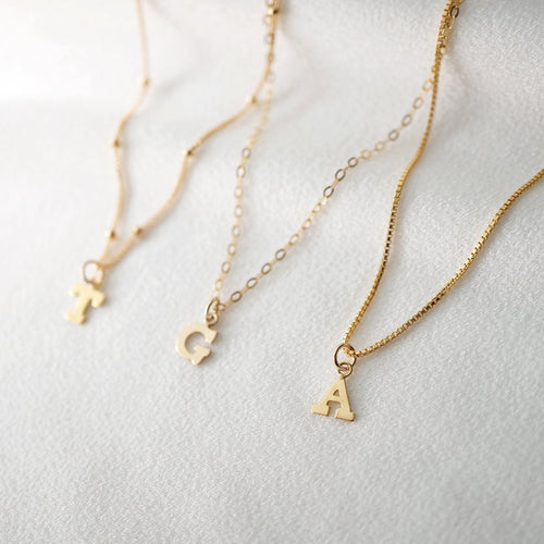 Tiny Gold Initial Charm Necklace (Maraval) // Initial necklace // Personalized necklace // Gold Filled Jewelry