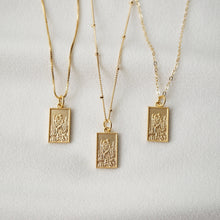 Load image into Gallery viewer, Traveler&#39;s Protection Gold Vermeil Necklace (St Christopher Kane) // 14K Gold filled Chain // Gold Vermeil Pendant // Minimalist jewelry