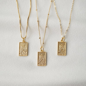 Traveler's Protection Gold Vermeil Necklace (St Christopher Kane) // 14K Gold filled Chain // Gold Vermeil Pendant // Minimalist jewelry