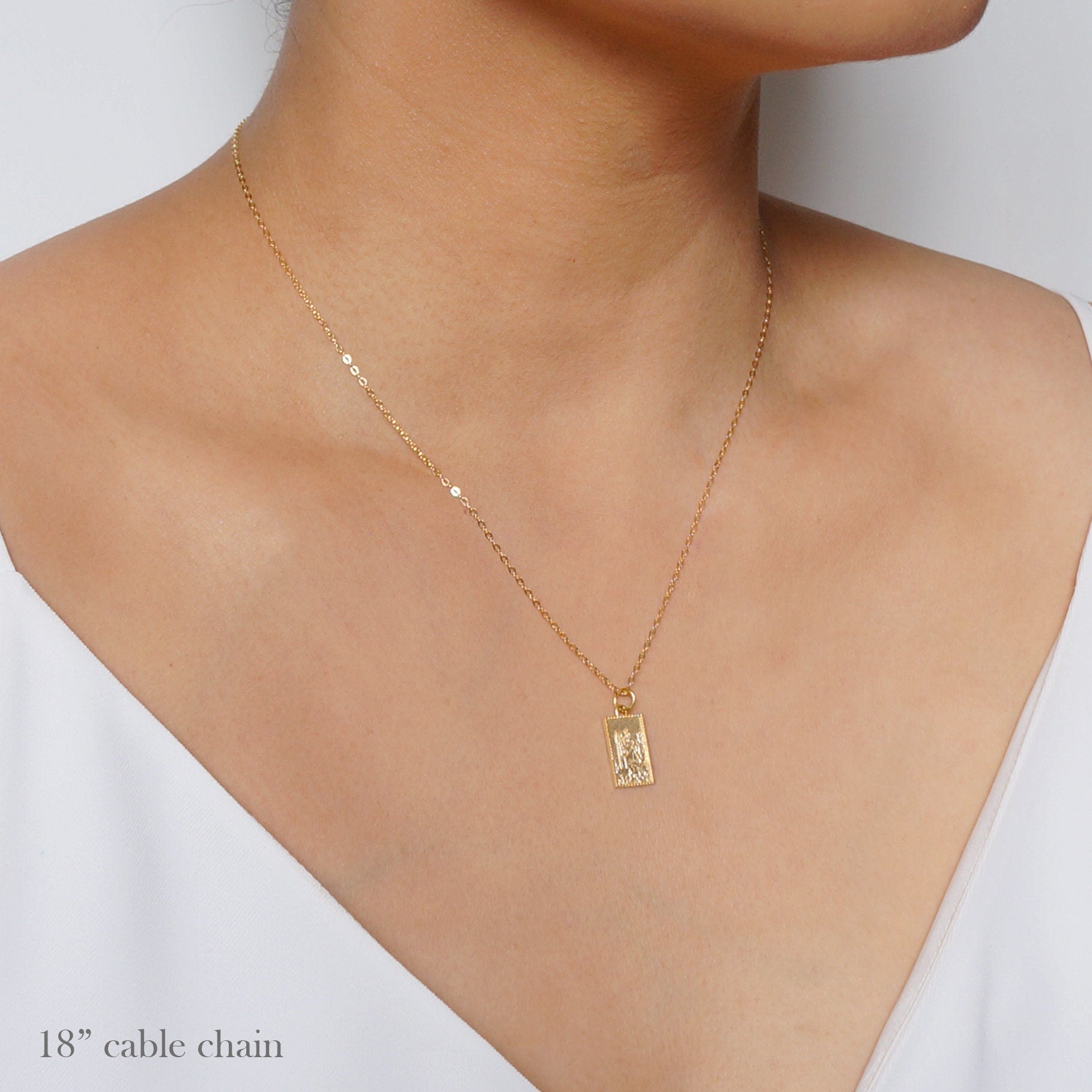 Traveler's Protection Gold Vermeil Necklace (St Christopher Kane) // 14K Gold filled Chain // Gold Vermeil Pendant // Minimalist jewelry