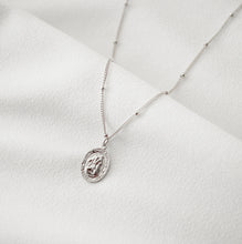 Load image into Gallery viewer, Traveler&#39;s Protection Small Silver Coin Necklace (St Christopher Spiro) // Sterling Silver // 14K Gold filled // Religious Jewelry
