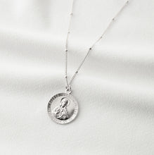 Load image into Gallery viewer, Sacred Heart of Jesus Sterling Silver Coin Medallion Necklace (Jesus Regal) // Sterling Silver // 14K Gold filled // Minimalist jewelry
