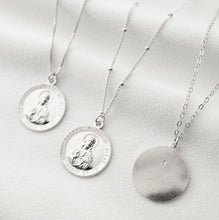 Load image into Gallery viewer, Sacred Heart of Jesus Sterling Silver Coin Medallion Necklace (Jesus Regal) // Sterling Silver // 14K Gold filled // Minimalist jewelry