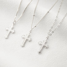 Load image into Gallery viewer, Tiny Sterling Silver Cross Necklace (Jada) // 14K Gold filled // Religious jewelry // Minimalist jewelry