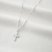 Load image into Gallery viewer, Tiny Sterling Silver Cross Necklace (Jada) // 14K Gold filled // Religious jewelry // Minimalist jewelry
