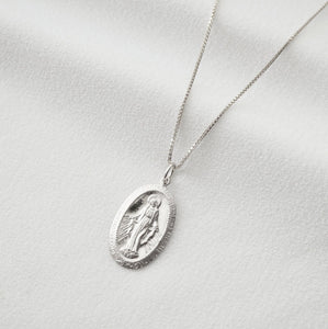 Blessed Mother Virgin Mary Sterling Silver Medallion Necklace (Mary Centro) // 14K Gold filled // Coin Jewelry // Religious Jewelry