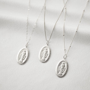 Blessed Mother Virgin Mary Sterling Silver Medallion Necklace (Mary Centro) // 14K Gold filled // Coin Jewelry // Religious Jewelry