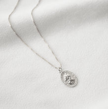Load image into Gallery viewer, Traveler&#39;s Protection Small Silver Coin Necklace (St Christopher Spiro) // Sterling Silver // 14K Gold filled // Religious Jewelry