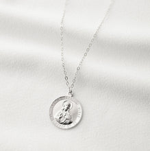 Load image into Gallery viewer, Sacred Heart of Jesus Sterling Silver Coin Medallion Necklace (Jesus Regal) // Sterling Silver // 14K Gold filled // Minimalist jewelry