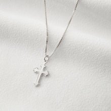 Load image into Gallery viewer, Tiny Sterling Silver Cross Necklace (Jada) // 14K Gold filled // Religious jewelry // Minimalist jewelry