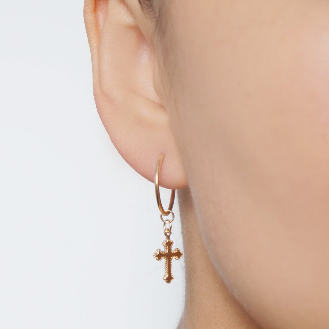 Gold Cross Hoop Earrings (Esmena) // Gold Infinity hoop // Gifts for her // Minimalist jewelry