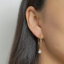Load image into Gallery viewer, Moonstone Gold Large Hoop Earrings (Valais) // Gifts for her // Handmade earrings // Minimalist jewelry