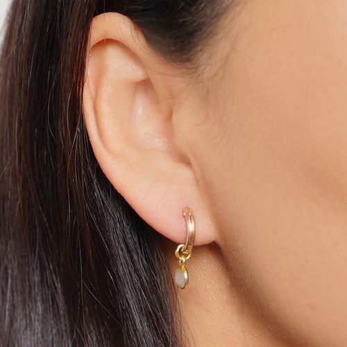 Moonstone Gold Hoop Earrings (Quinn) // Gifts for her // Handmade earrings // Minimalist jewelry