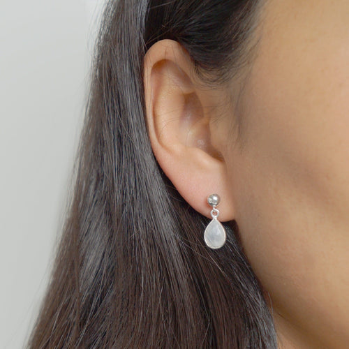 Moonstone Teardrop Earring on Sterling Silver studs (Isla) // Gift for her // Minimalist earring //