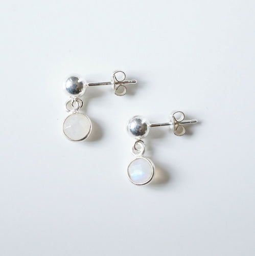 Tiny Moonstone Sterling Silver Studs (Marseille) // Gift for her // Minimalist earring //