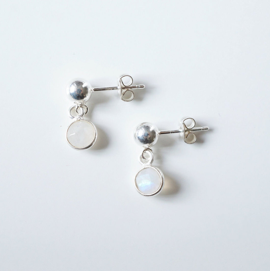Tiny Moonstone Sterling Silver Studs (Marseille) // Gift for her // Minimalist earring //